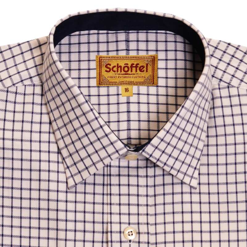 Schoffel Cambridge Classic Fit Cotton Check Shirt - Dark Navy