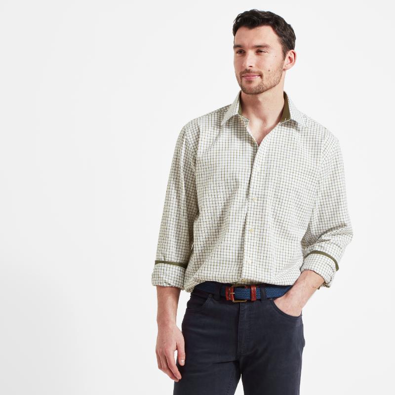 Schoffel Cambridge Classic Fit Cotton Check Shirt - Olive