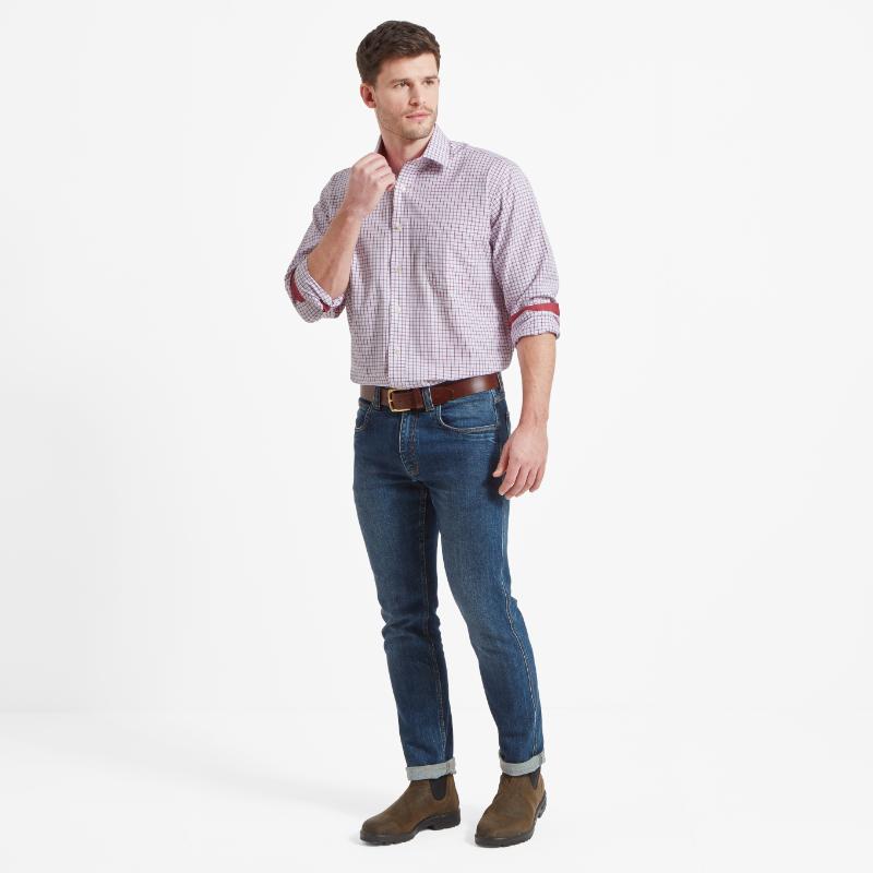 Schoffel Cambridge Classic Fit Cotton Check Shirt - Raspberry