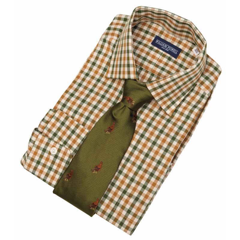 William Powell Cotton Grouse Mens Shooting Shirt -  Olive