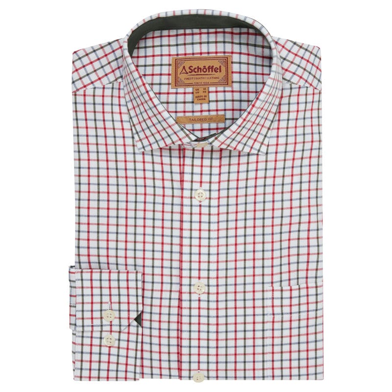 Schoffel Milton Tailored Fit Mens Shirt - Chilli/Loden Check