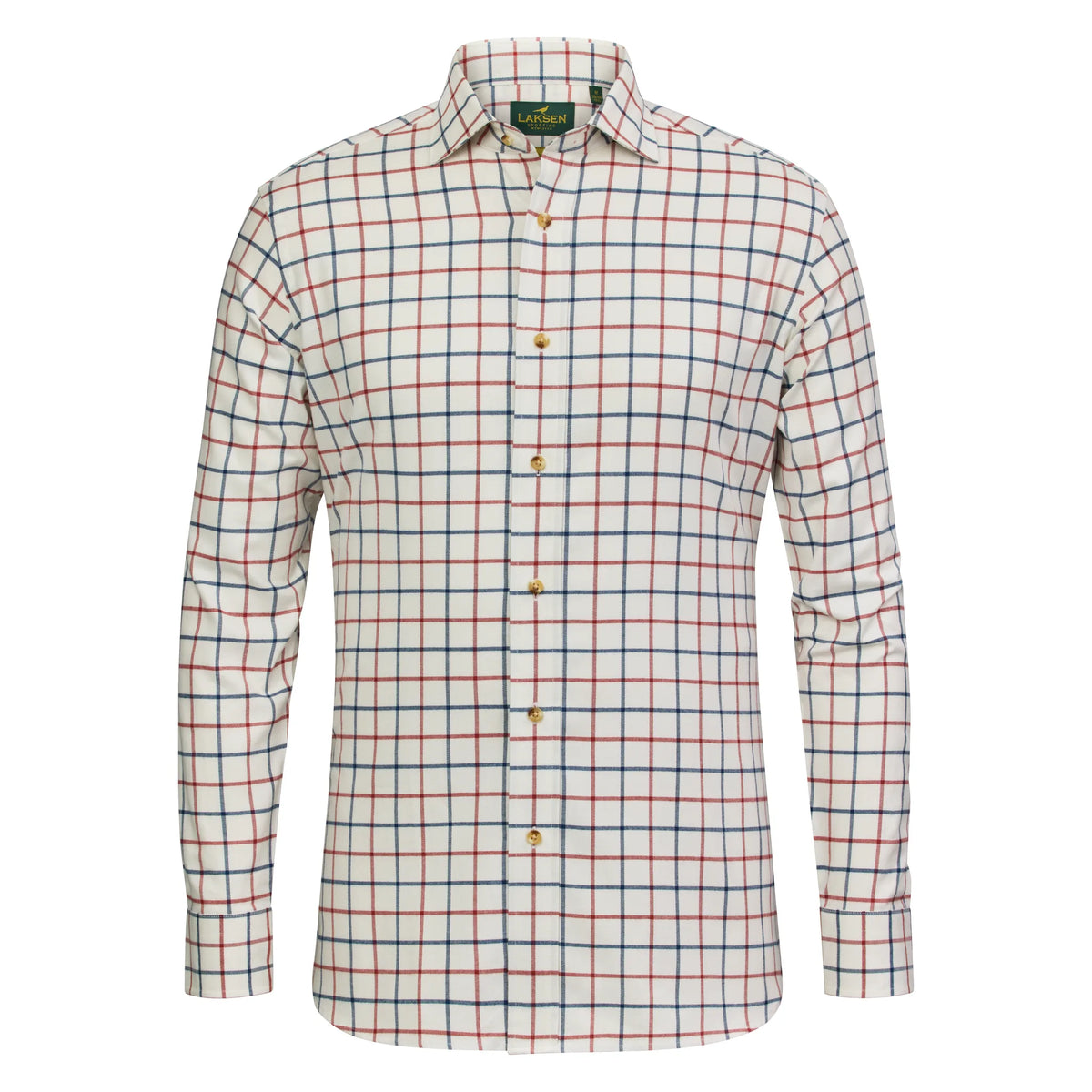 Laksen Magnus Brushed Organic Cotton Mens Shirt - Loch Blue / Rusty - Small