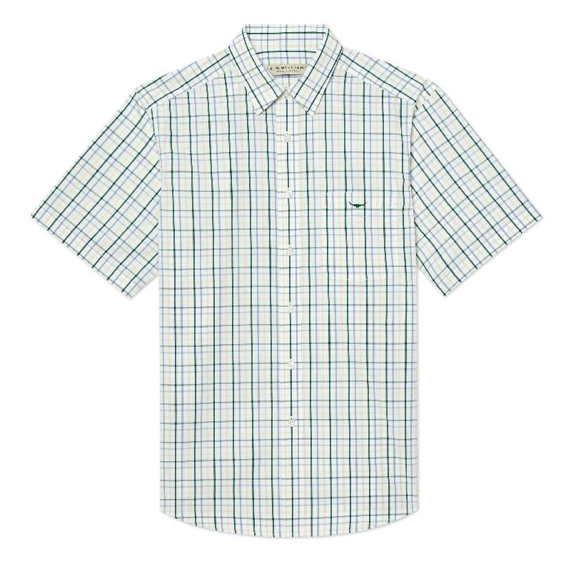 R.M.Williams Hervey Mens Short Sleeve Shirt - White/Blue/Green