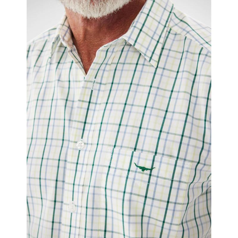 R.M.Williams Hervey Mens Short Sleeve Shirt - White/Blue/Green