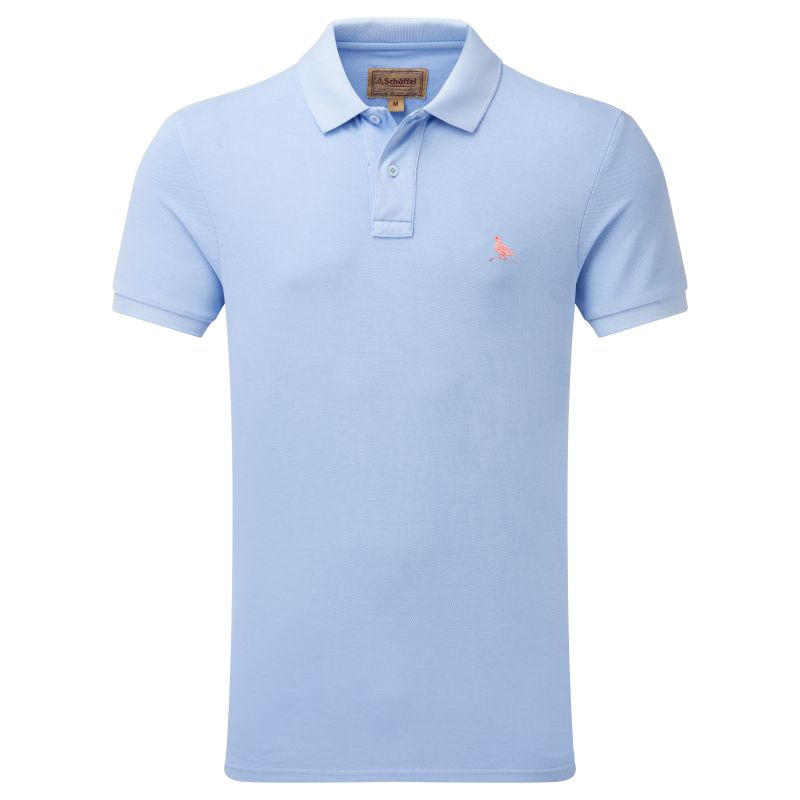 Schoffel St Ives Garment Dyed Mens Polo Shirt - Pale Blue