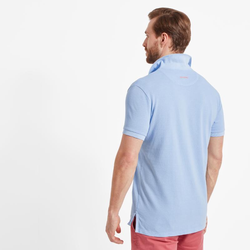Schoffel St Ives Garment Dyed Mens Polo Shirt - Pale Blue