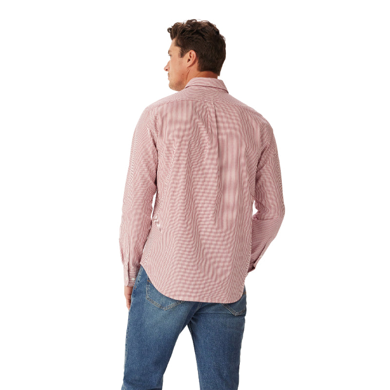 Poplin Stripe Regular Fit Mens Shirt Red/White