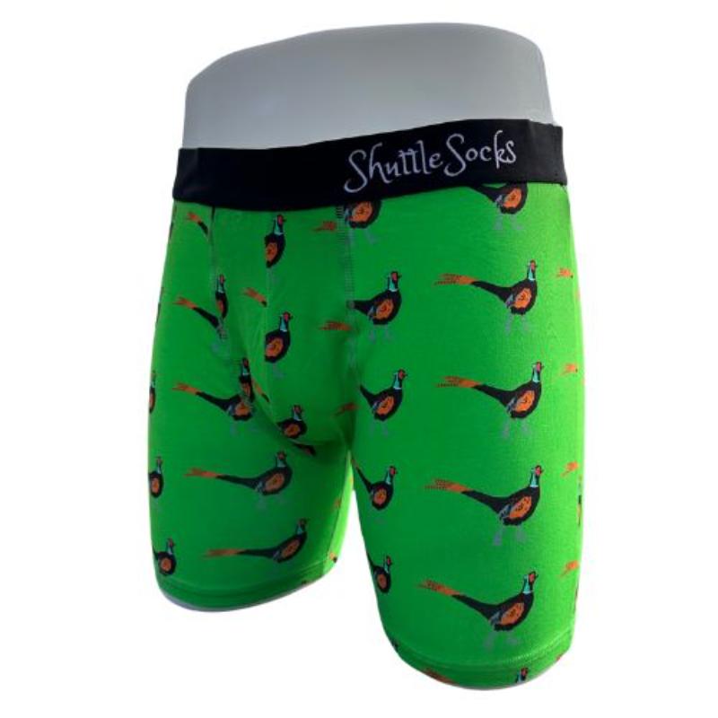 Shuttle Socks Mens Boxers - Green Pheasant