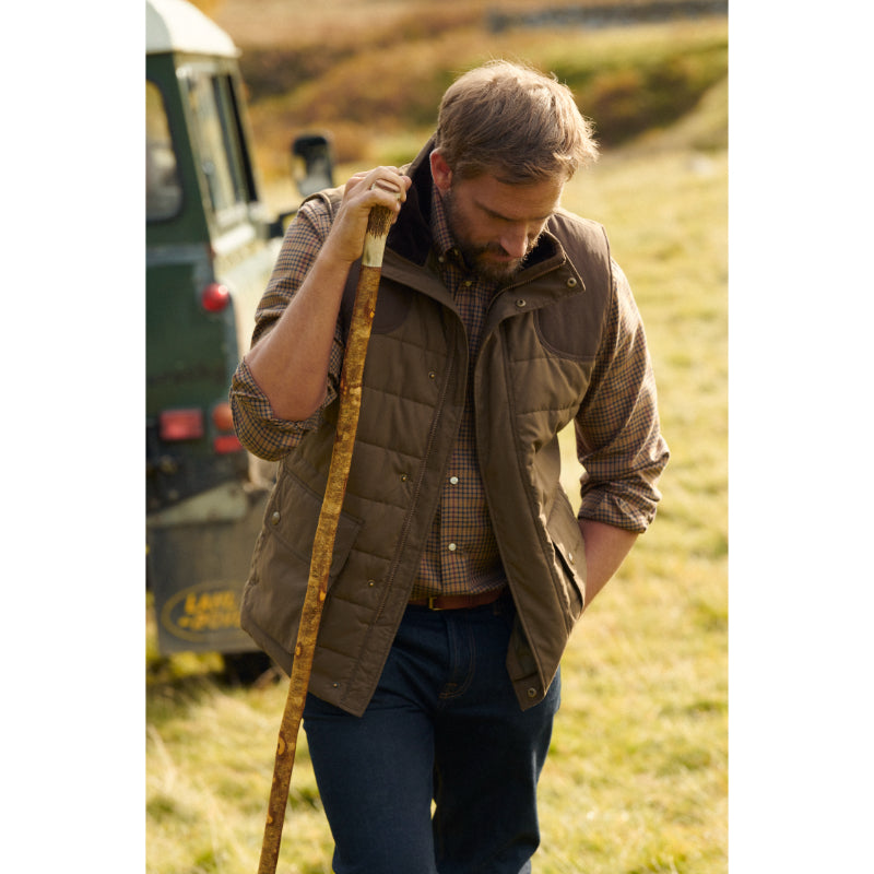 Barbour Bradford Tattersall Mens Gilet - Dark Sand – William Powell