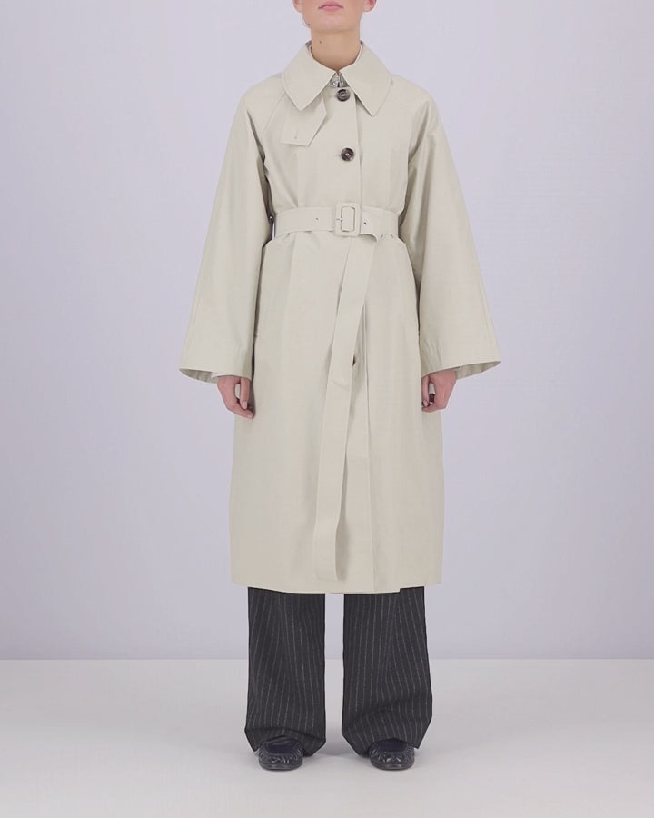 Barbour Robyn Ladies Showerproof Trench Coat - Mist/Hessian Tartan