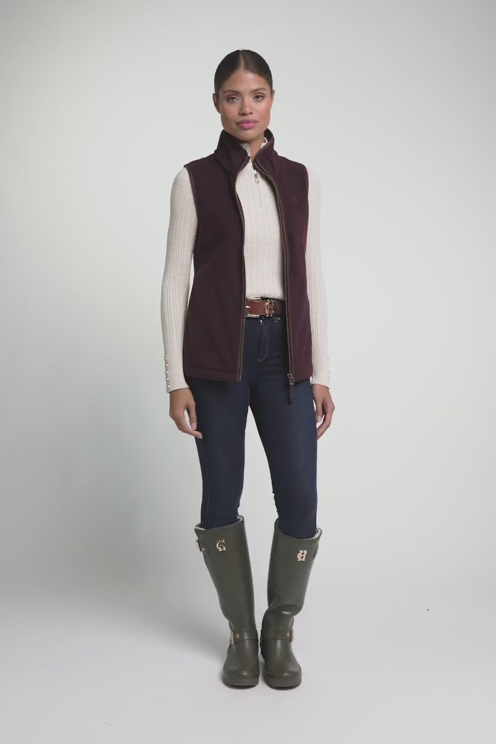 Holland Cooper Country Ladies Fleece Gilet - Mulberry