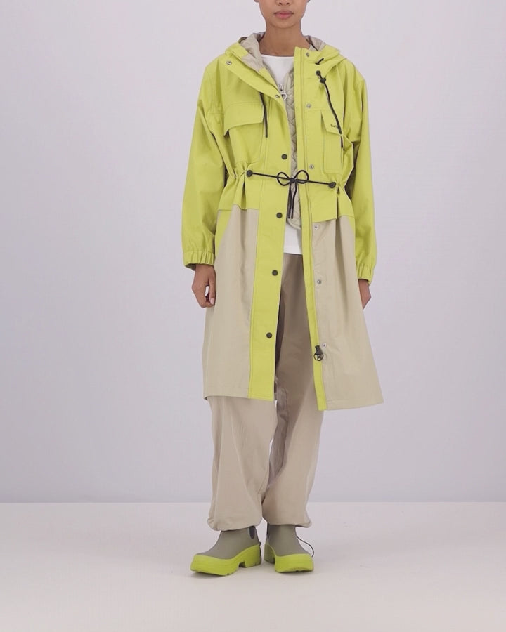 Barbour Evie Ladies Showerproof Parka - Limeade/Light Sand