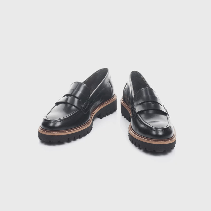 Barbour Ludlow Penny Leather Ladies Loafer - Black Polido