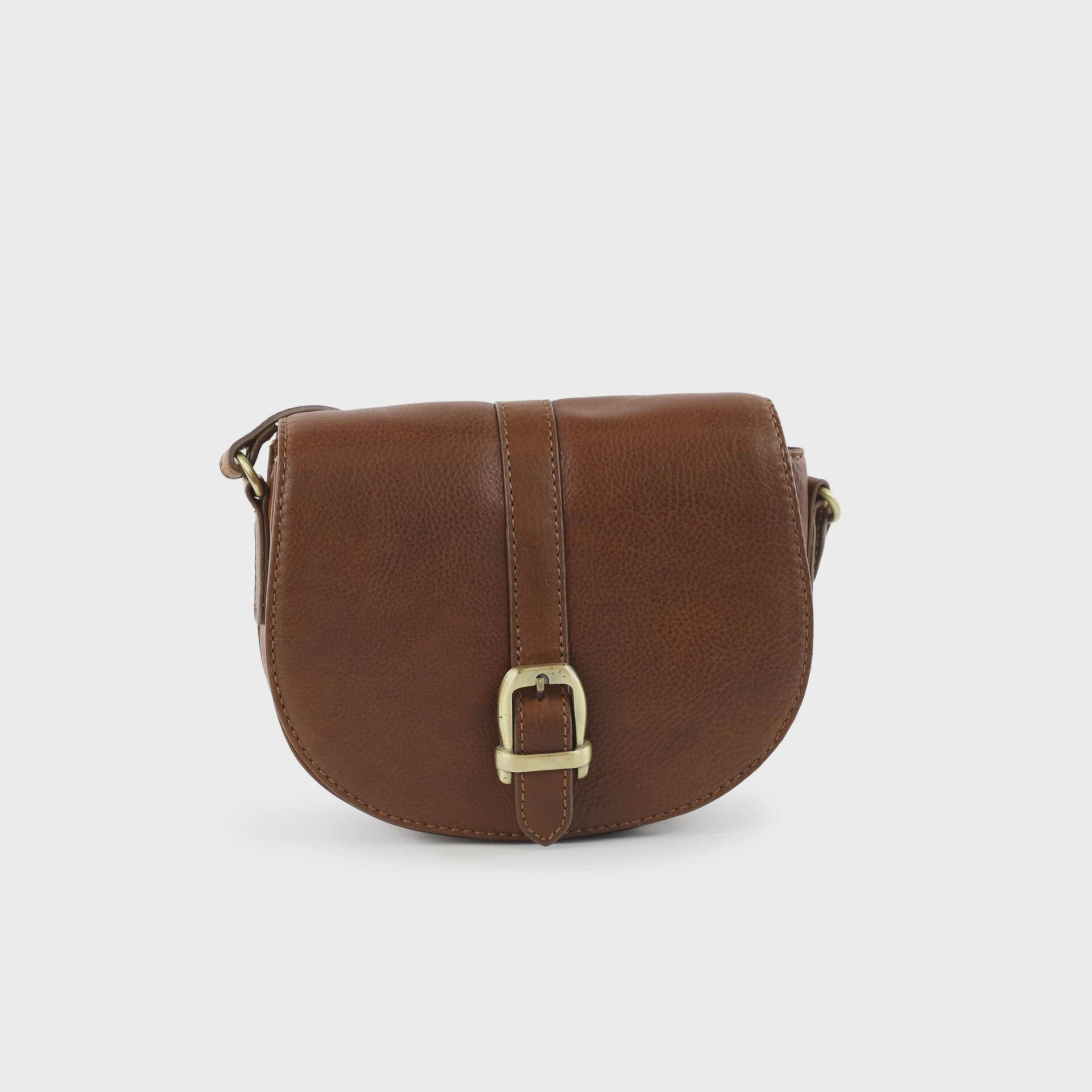 Barbour Laire Ladies Leather Saddle Bag - Brown