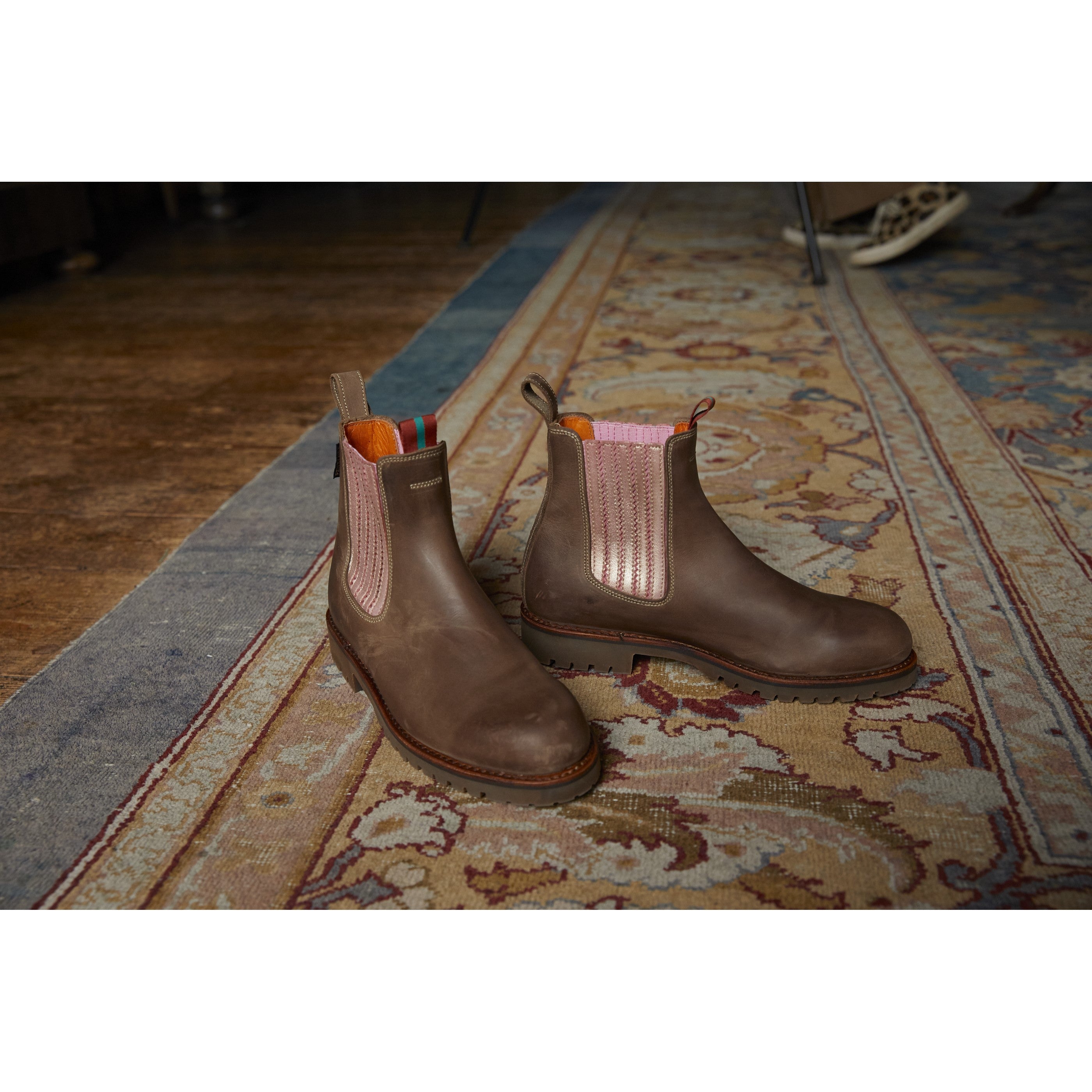 Penelope Chilvers Oscar Ladies Leather Boots - Khaki/Tea Rose