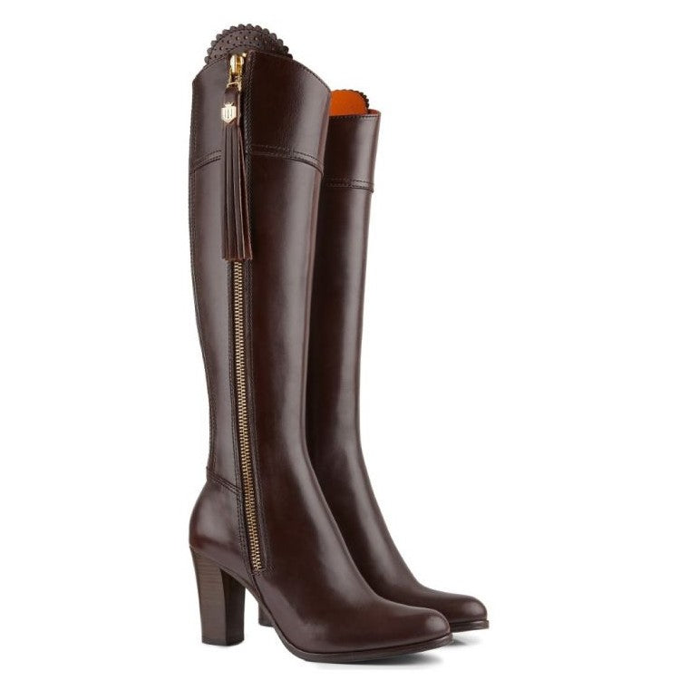 Fairfax & Favor High Heeled Leather Regina Ladies Boot - Mahogany