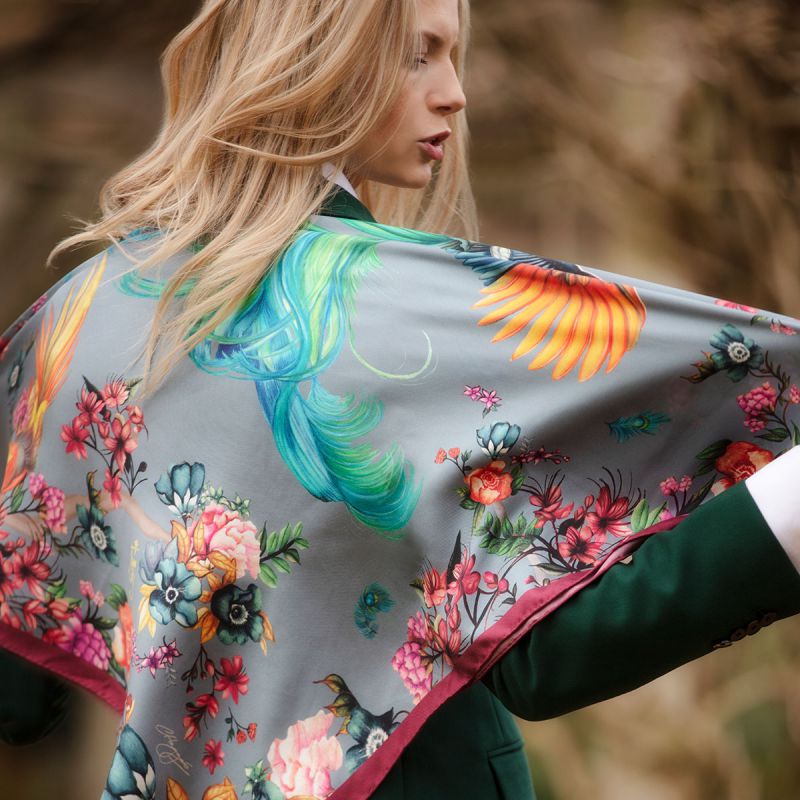 Clare Haggas Airs & Graces Large Silk Scarf - Dove