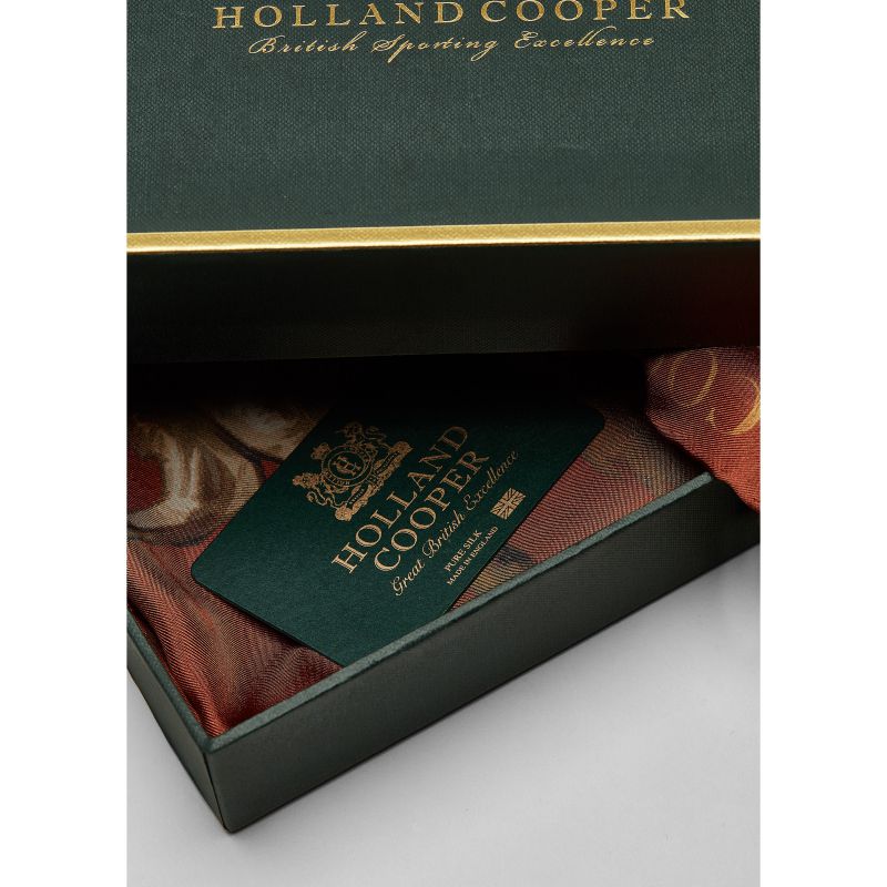 Holland Cooper Regal Horse Ladies Silk Scarf - Caramel