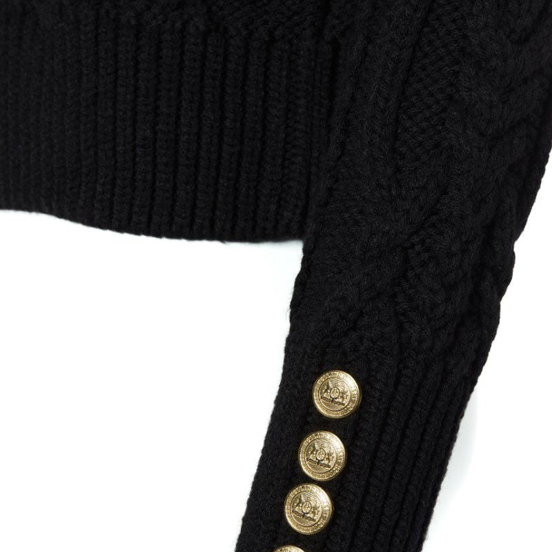 Holland Cooper Belgravia Cable Ladies Roll Neck Knit - Black