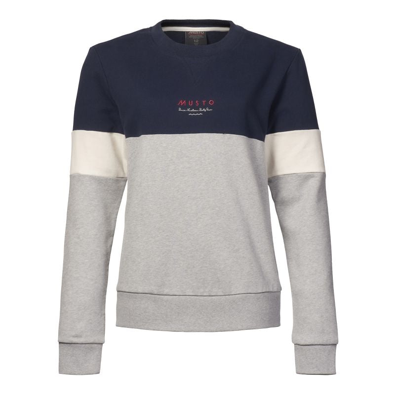 Musto Marina Tri-Colour Ladies Sweatshirt - Grey Melange/Navy
