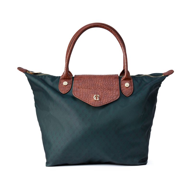 Holland Cooper Regency Packable Tote Bag - Racing Green Monogram