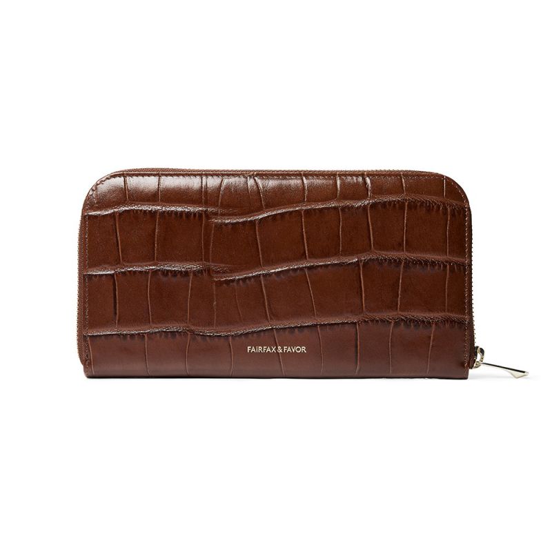Fairfax & Favor Salisbury Purse - Conker Croc