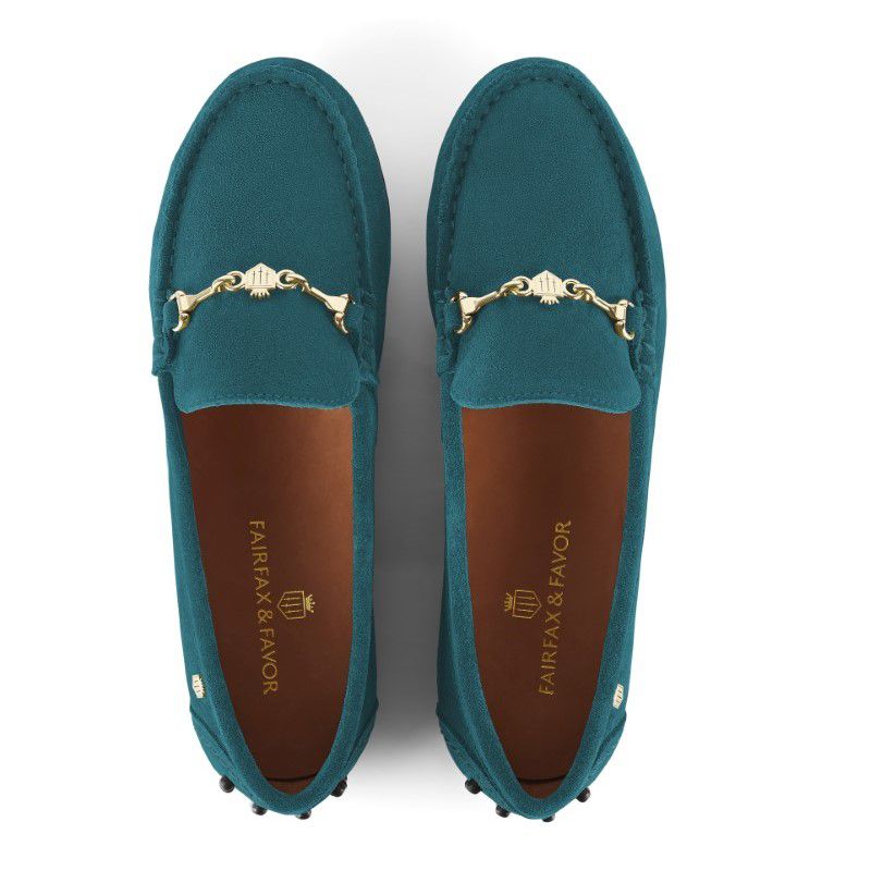 Fairfax & Favor Trinity Loafer Ladies Suede Shoe (Premium Stockist Exclusive) - Ocean Blue
