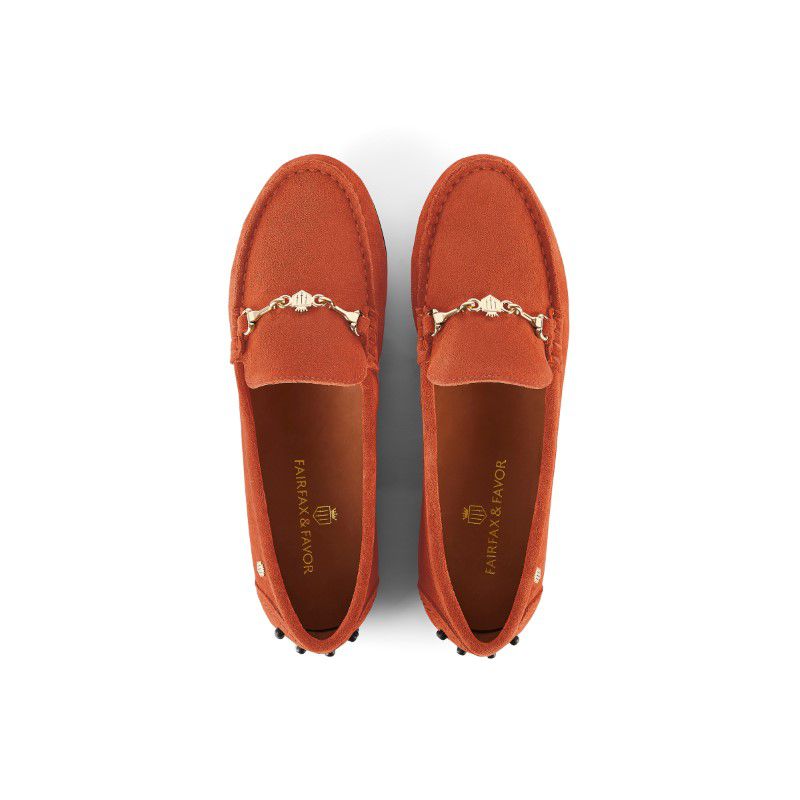 Fairfax & Favor Trinity Loafer Ladies Suede Shoe - Sunset Orange