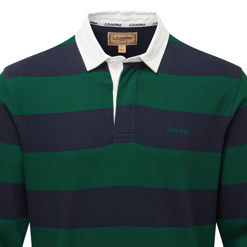 Schoffel St Mawes Mens Rugby Shirt - Navy/Green Stripe