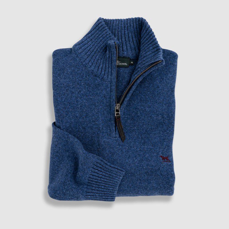 Rodd & Gunn Merrick Bay Mens 1/4 Zip Jumper  - Denim