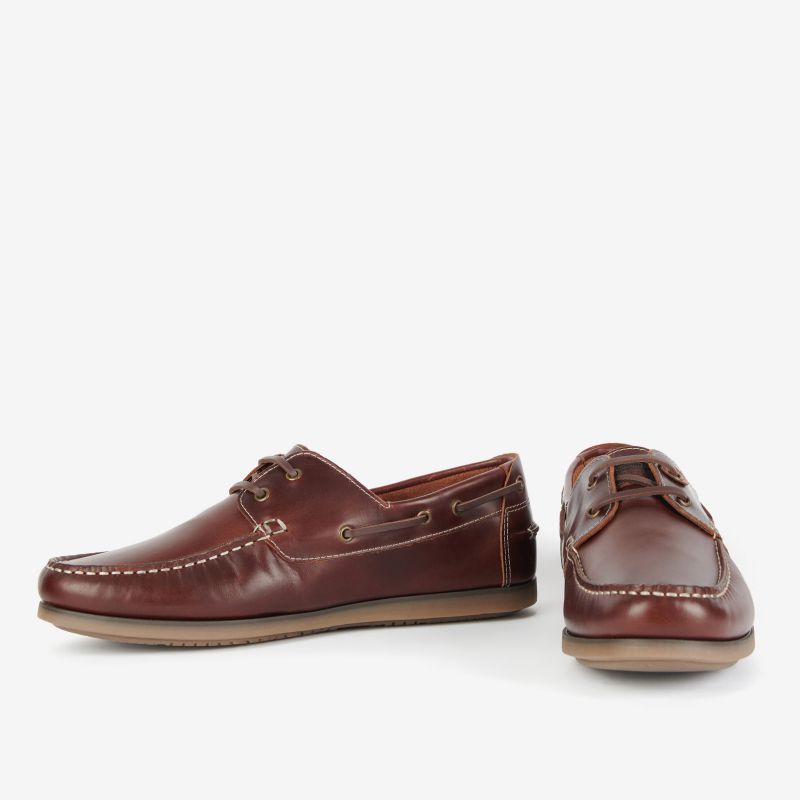 Barbour Wake Leather Mens Boat Shoe  - Mahogany