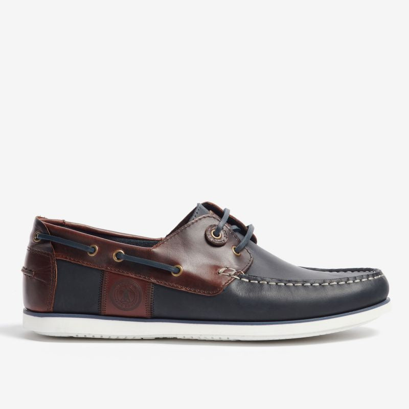 Barbour Wake Leather Mens Boat Shoe  - Navy/Brown