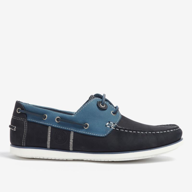 Barbour Wake Leather Mens Boat Shoe  - Washed Blue