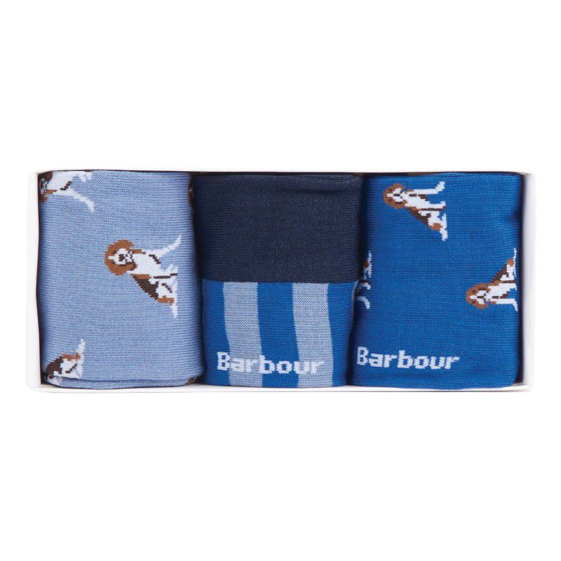 Barbour Beagle Dog Mens Socks Gift Set - Blue Beagle