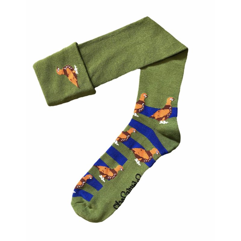 Shuttle Socks - Green and Blue Grouse Shooting Socks UK 8-12
