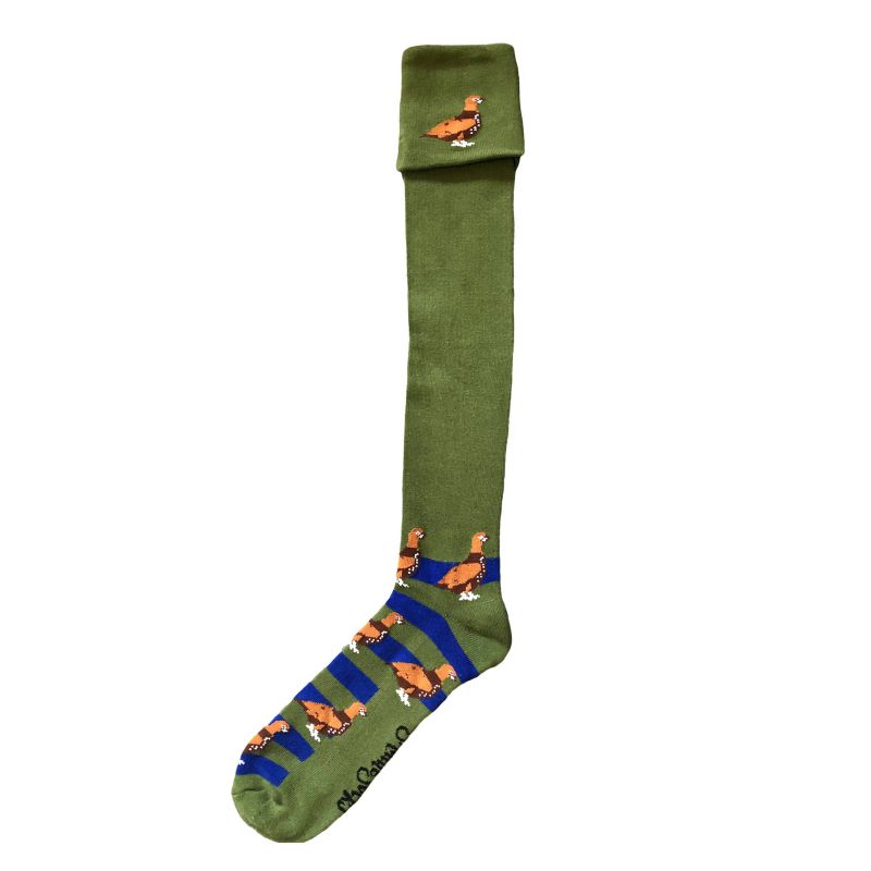Shuttle Socks - Green and Blue Grouse Shooting Socks UK 8-12