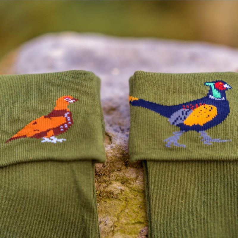 Shuttle Socks - Green and Red Pheasant Shooting Socks