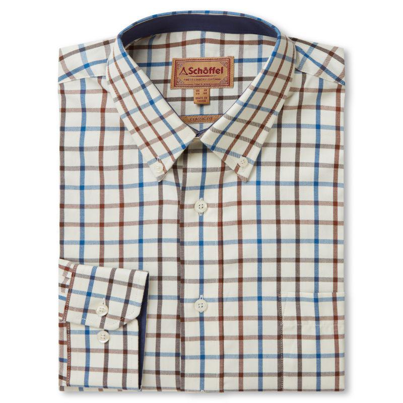 Schoffel Brancaster Classic Mens Shirt - Brown/Navy Check