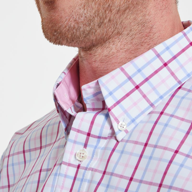 Schoffel Holkham Classic Mens Shirt - Pink/Blue/Raspberry Check
