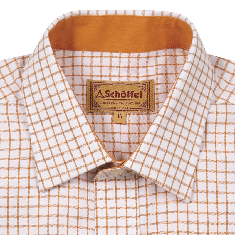 Schoffel Cambridge Classic Fit Cotton Check Shirt - Ochre