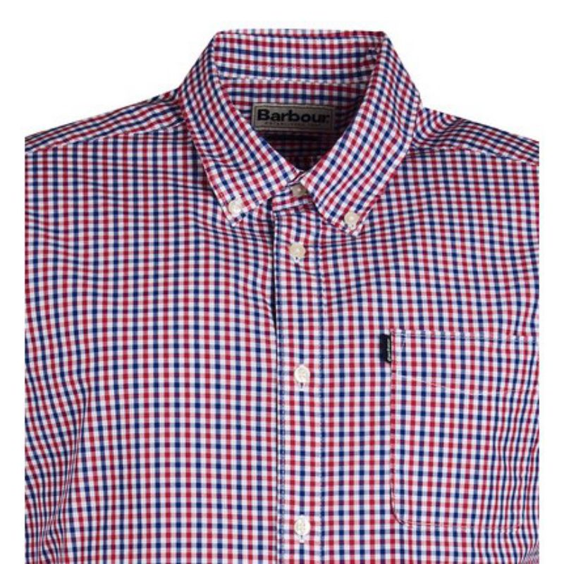 Barbour Gingham Tailored Fit Mens Shirt - Red