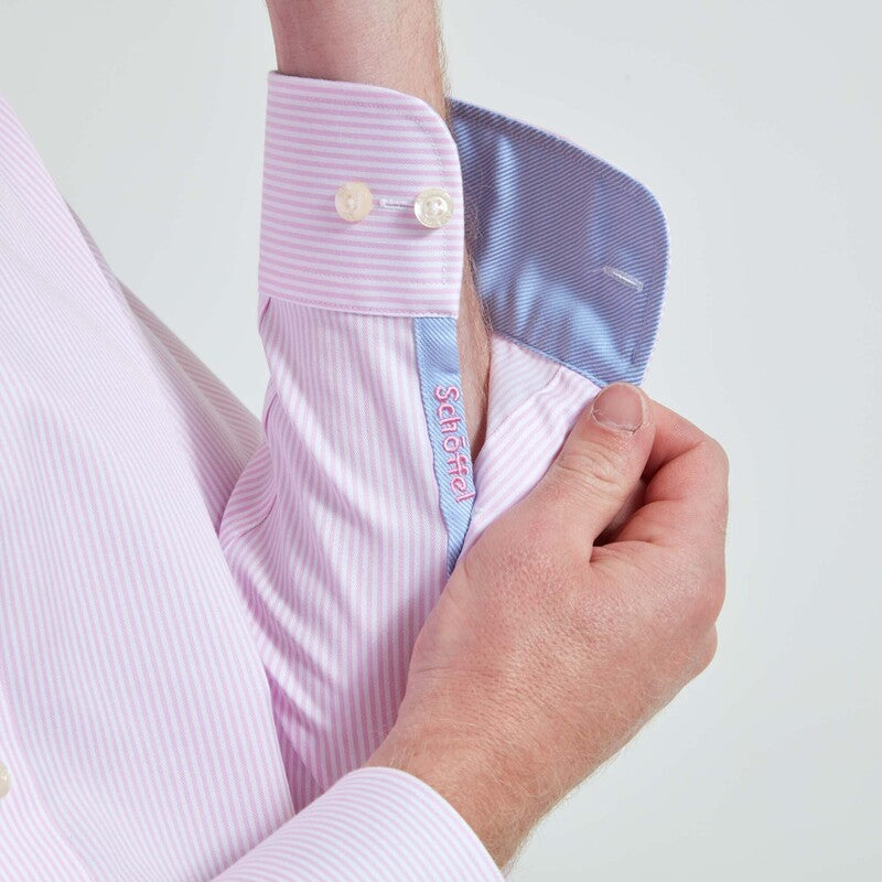 Schoffel Greenwich Classic Mens Shirt - Pale Pink Stripe