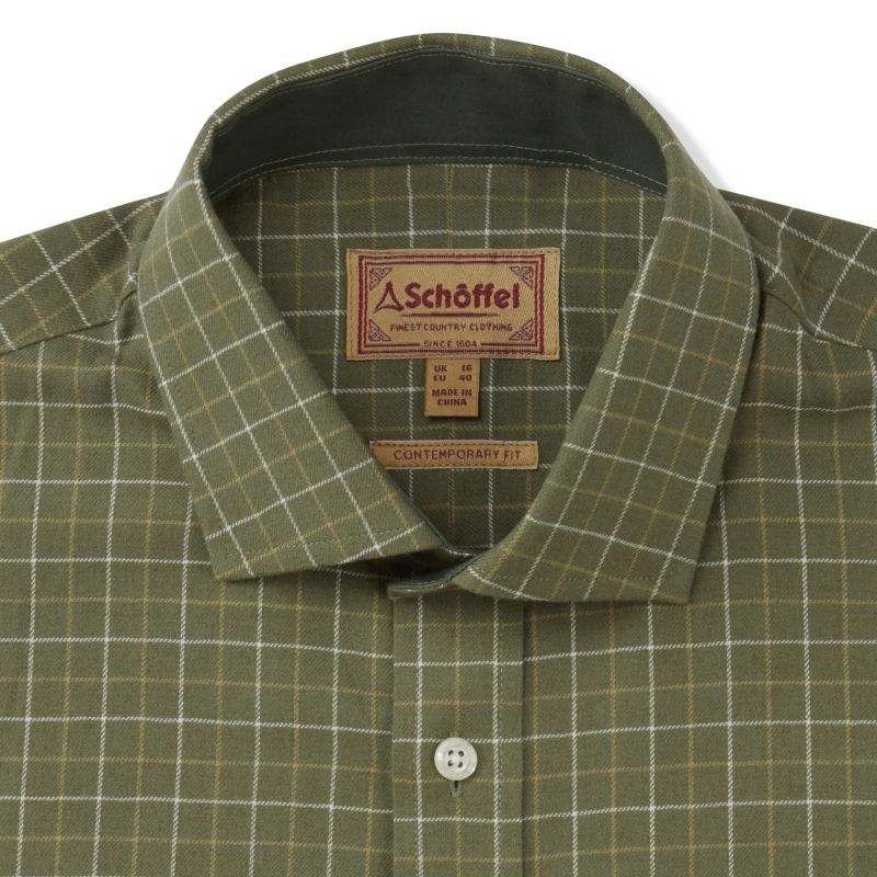 Schoffel Newton Tailored Sporting Fit Mens Cotton Wool Shirt - Lovat Check