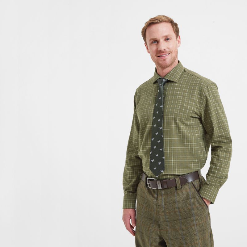 Schoffel Newton Tailored Sporting Fit Mens Cotton Wool Shirt - Lovat Check