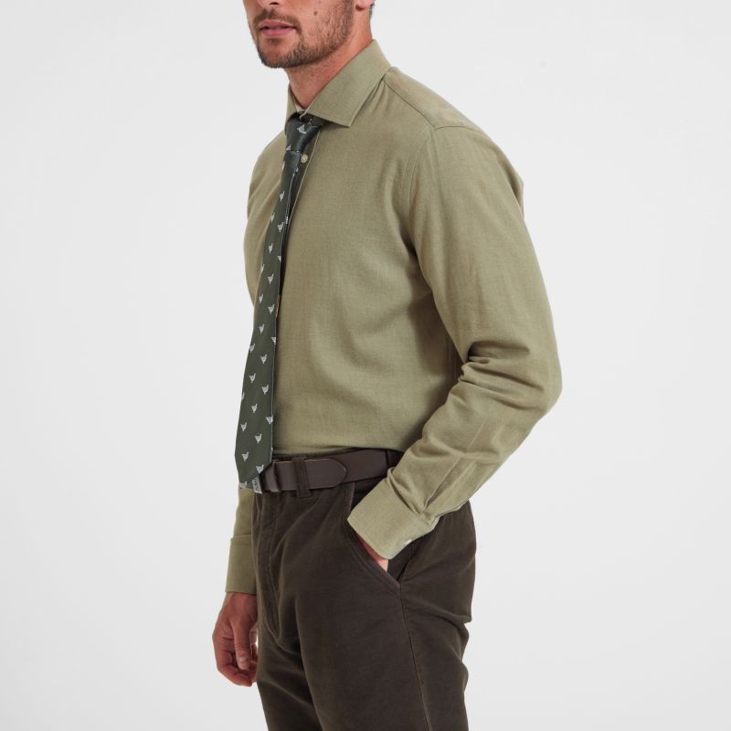 Schoffel Newton Tailored Sporting Fit Mens Cotton Wool Shirt - Olive