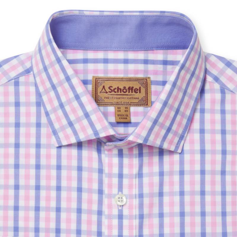 Schoffel Hebden Tailored Fit Mens Shirt - Blue/Pink Check