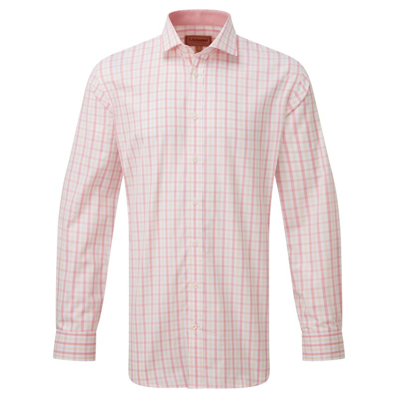 Schoffel Hebden Tailored Fit Mens Shirt - Flamingo/Oat Check