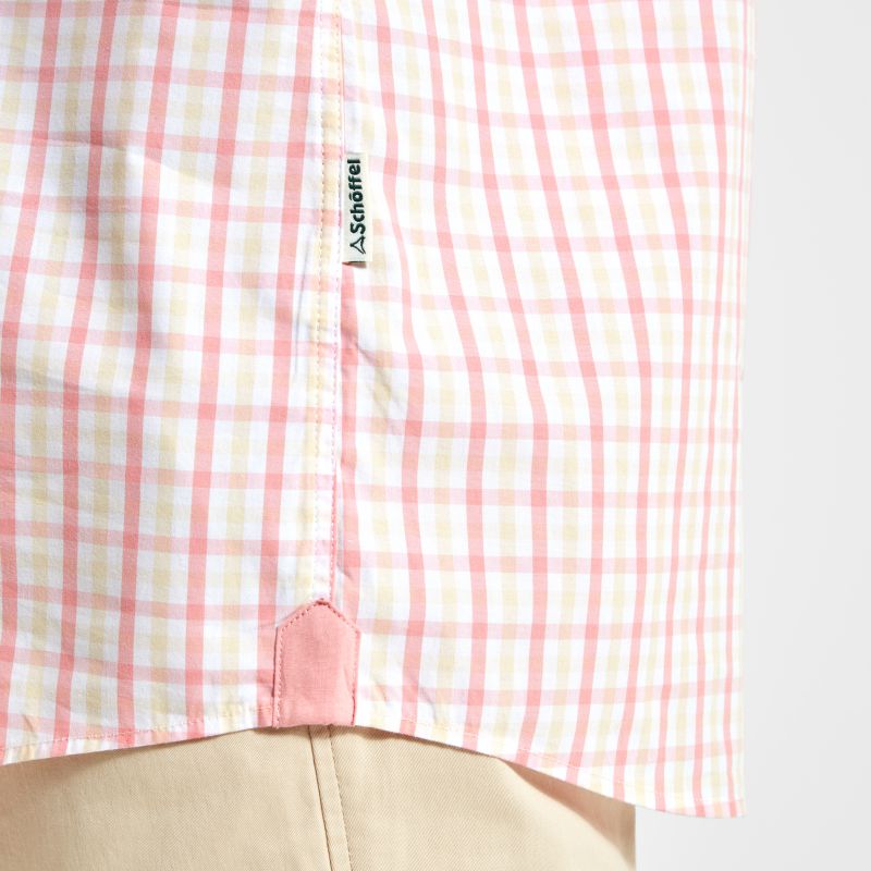 Schoffel Hebden Tailored Fit Mens Shirt - Flamingo/Oat Check