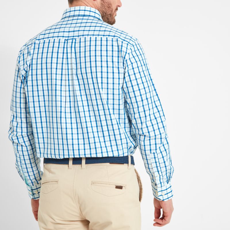 Schoffel Hebden Tailored Fit Mens Shirt - Light Navy/Mint Check