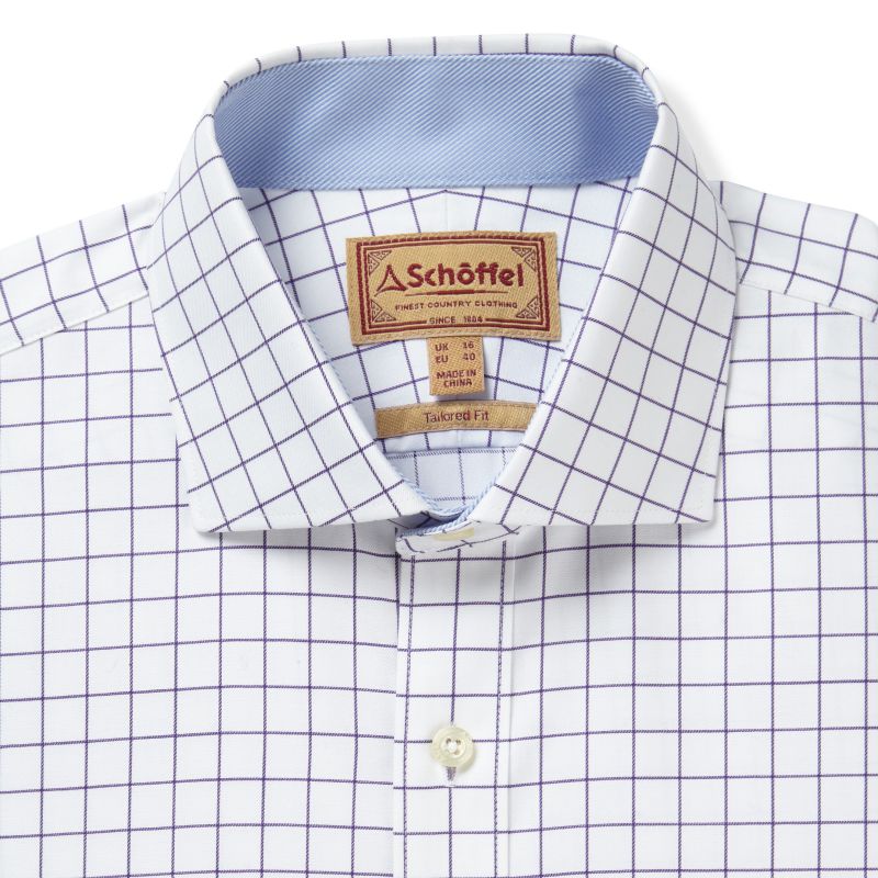 Schoffel Greenwich Tailored Fit Mens Shirt - Purple Check